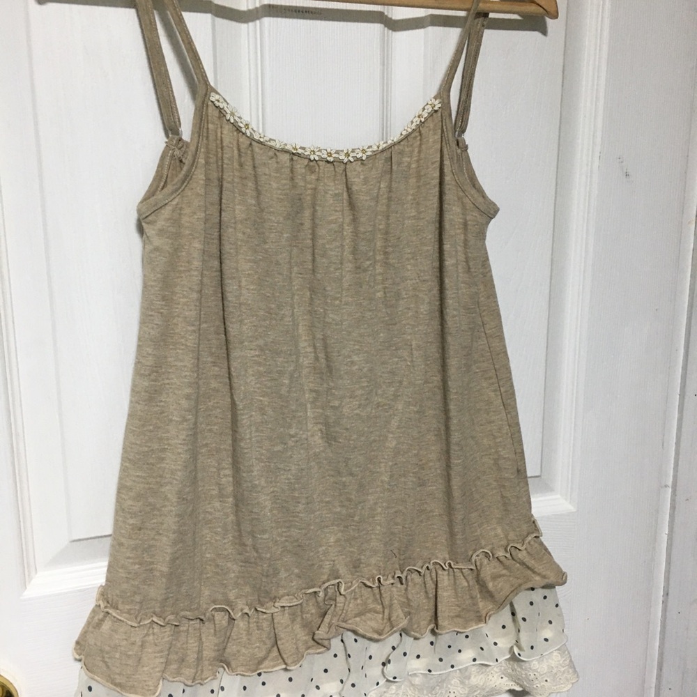 Chic Beige Ruffle Hem Tank Top